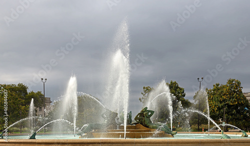 Swann Memorial Fountain (also known as Fountain of Three Rivers) 1924 on cloudy autumn day in Philadelphia, Pennsylvania, United States photo