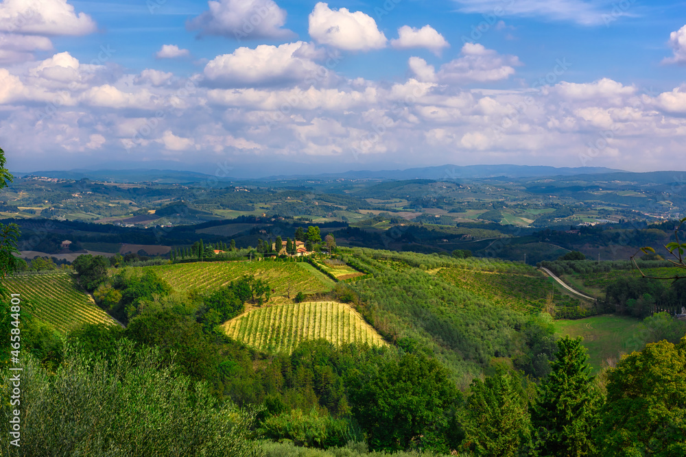 Landscape in San Gimignano, Tuscany, Italy. San Gimignano is typical Tuscan medieval town in Italy