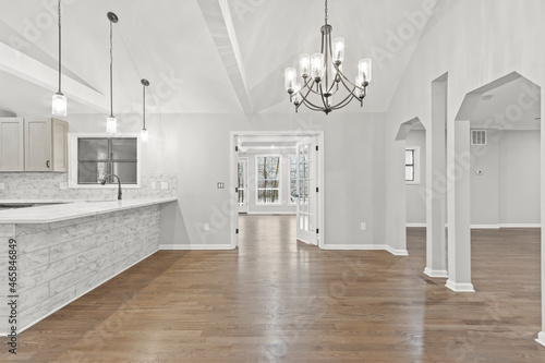 Luxury mansion dining room with access to sun room
