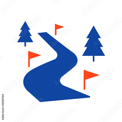 Ski route vector icon. Winter sign