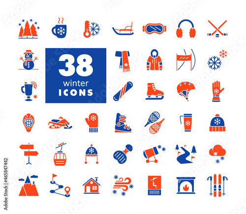 Winter vector icon set. Wintertime