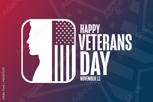 Happy Veterans Day. Honoring All Who Served. November 11. Holiday concept. Template for background, banner, card, poster with text inscription. Vector EPS10 illustration.