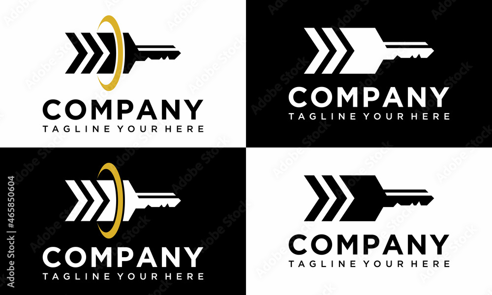 Set of key logo, vector key with a simple concept design template on a black and white background. Set of key logo, vector key with a simple concept design template on a black and white background.