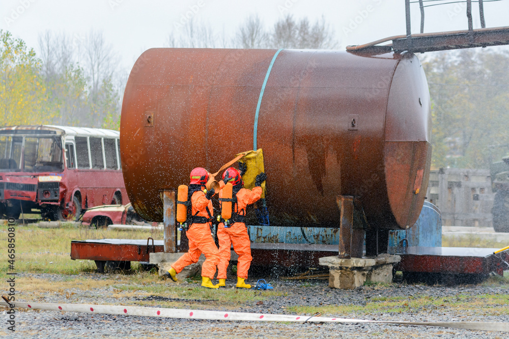 Ministry of Emergency Situations. Fire of a railway tank car. Training session. Gomel. Belarus Ministry of Emergency Situations. Fire of a railway tank car. Training session. Gomel. Belarus