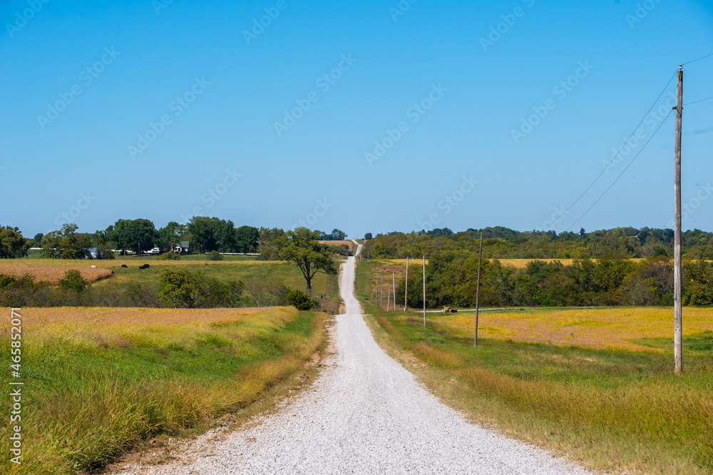 Gravel road passing through the Western Missouri countryside Gravel road passing through the Western Missouri countryside