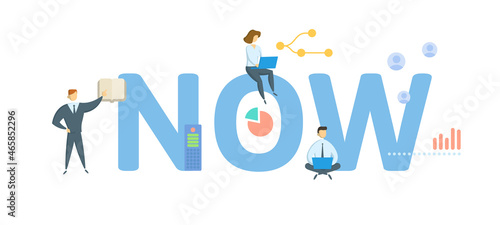 NOW, Negotiable Order of Withdrawal. Concept with keyword, people and icons. Flat vector illustration. Isolated on white.