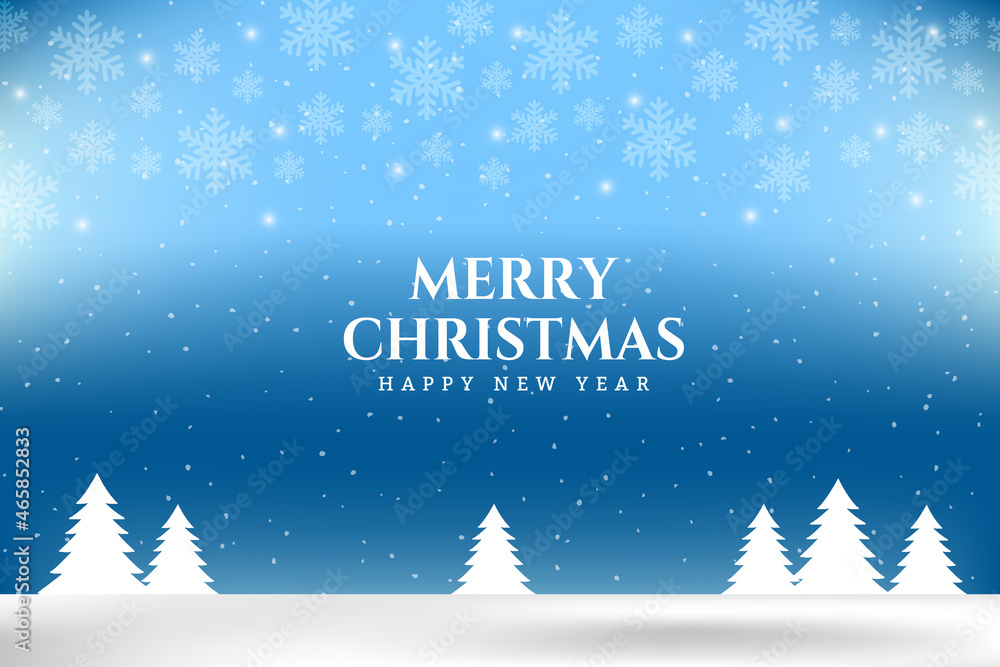  Merry Christmas and Happy New Year greeting card.Christmas background with snowflakes decorations.