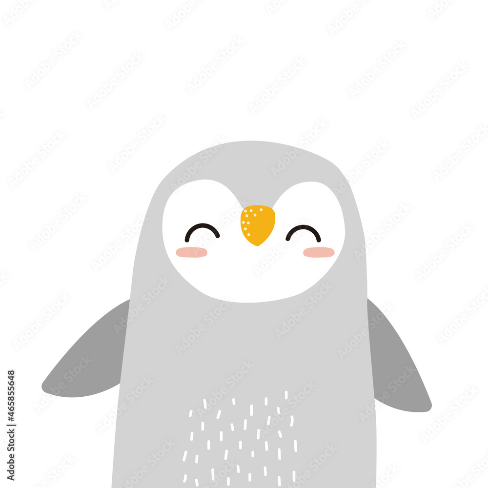 Cute grey penguin. Childish graphic. Vector hand drawn illustration. Cute grey penguin. Childish graphic. Vector hand drawn illustration.
