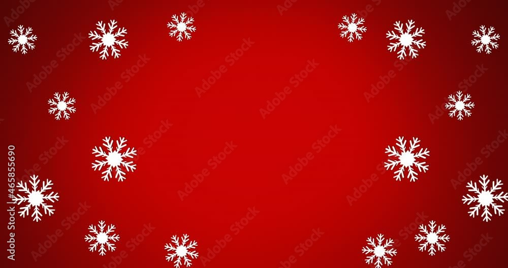Animation of christmas snowflakes falling on red background Animation of christmas snowflakes falling on red background