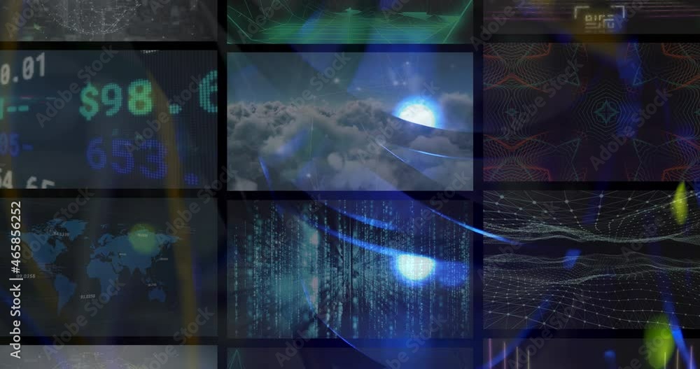 Animation of computer data processing on screens Animation of computer data processing on screens