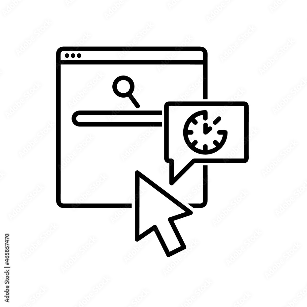 Search icon. Flat pictogram for web. Line stroke. Simple internet  research symbol isolated on white background. Outline optimization icon vector eps10