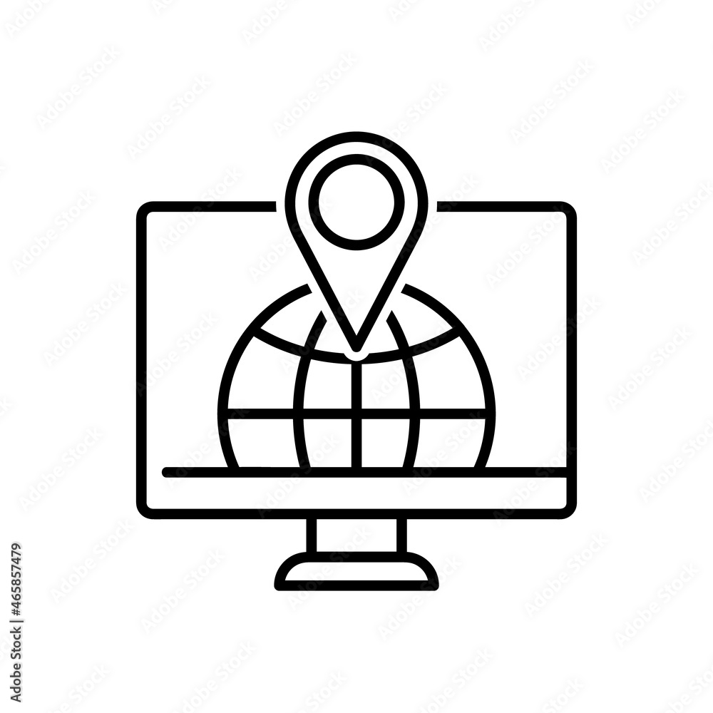 Online education at home flat icon. Training pictogram for web. Line stroke. Isolated on white background. Learn course vector eps10 Online education at home flat icon. Training pictogram for web. Line stroke. Isolated on white background. Learn course vector eps10
