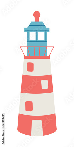 lighthouse in a flat cartoon style