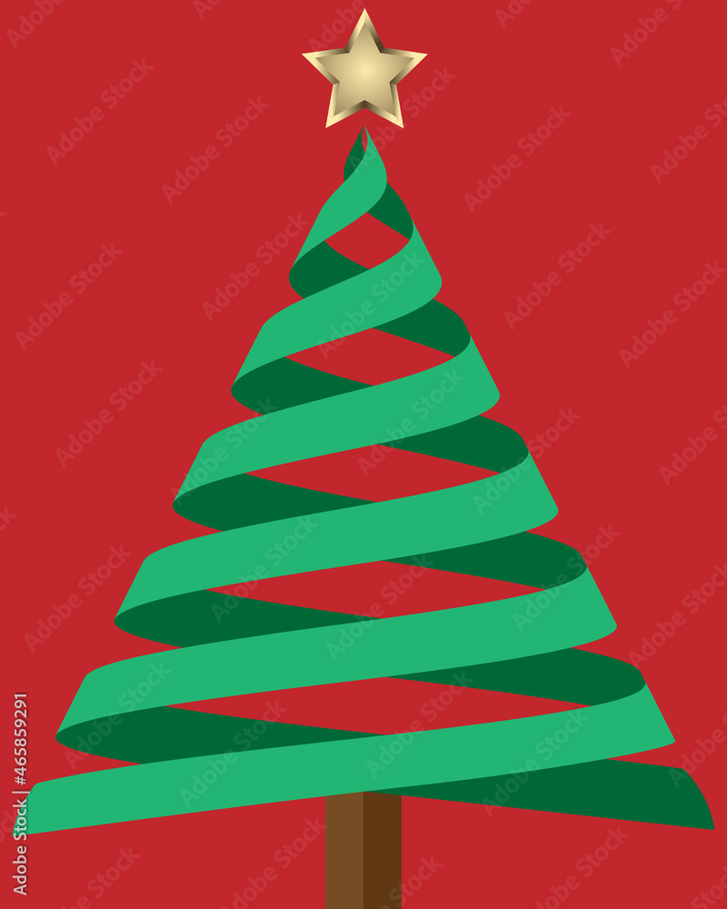 Ribbon Christmas tree with golden star Ribbon Christmas tree with golden star