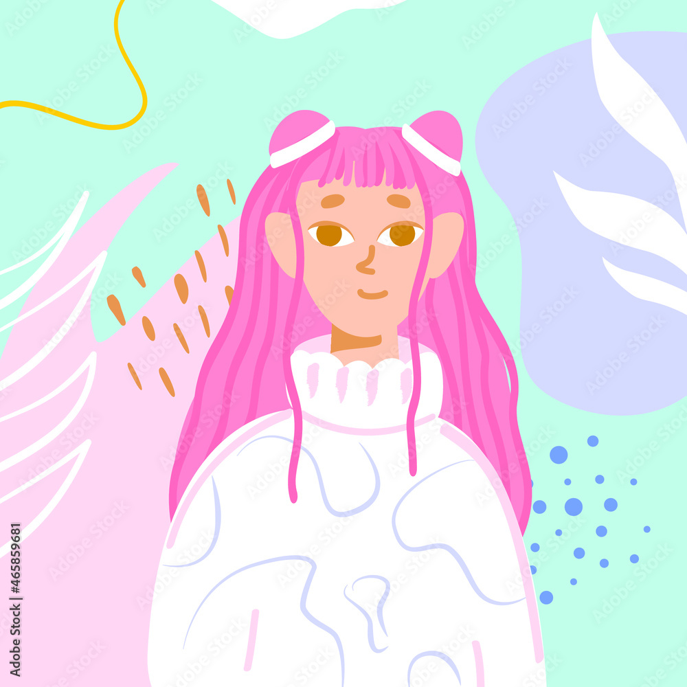 Trendy Girl in White Sweater. Vector Illustration of Modern Woman. Trendy Girl in White Sweater. Vector Illustration of Modern Woman.