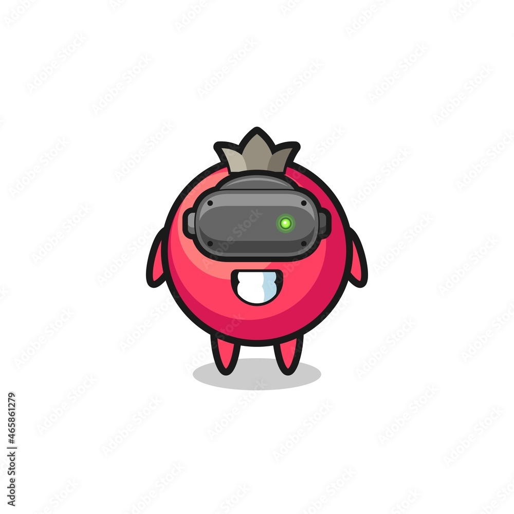 Fototapeta premium cute cranberry using VR headset