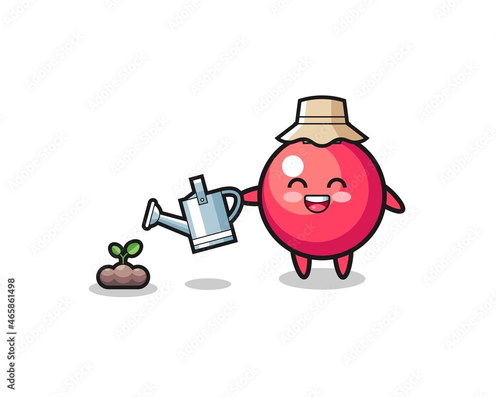 cute cranberry is watering plant seeds cute cranberry is watering plant seeds