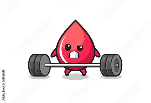 cartoon of blood drop lifting a barbell