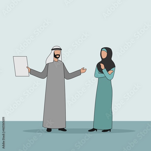 Arabic Business Characters Vector Illustration - Business Discussion
