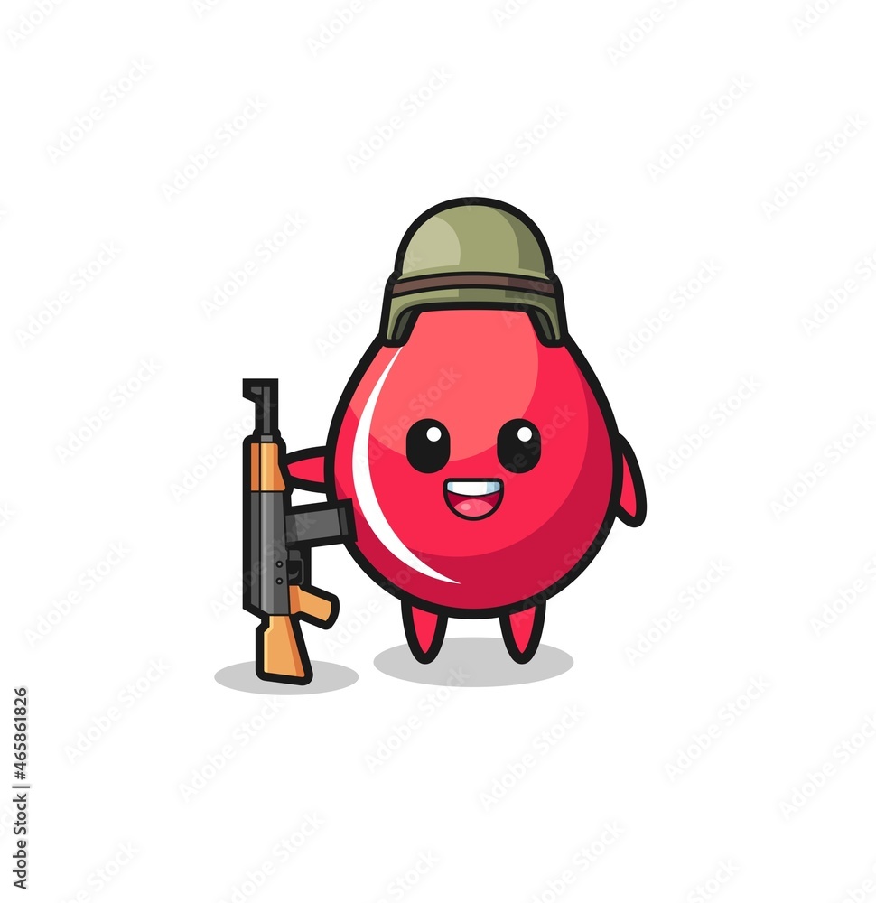 cute blood drop mascot as a soldier cute blood drop mascot as a soldier