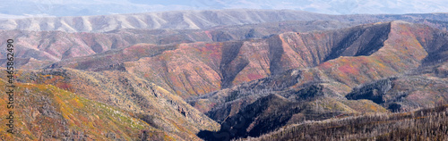 Panoramic view of Wasatch mountain range from Nebo loop in Utah