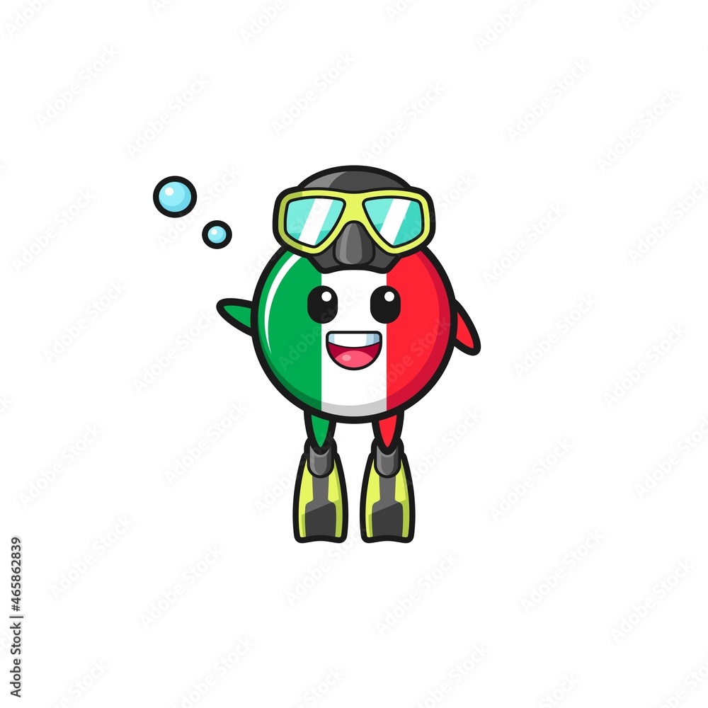 Fototapeta premium the italy flag diver cartoon character