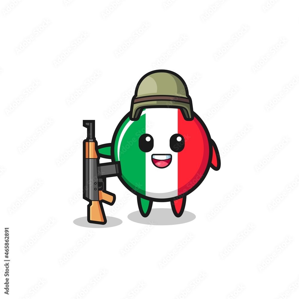 cute italy flag mascot as a soldier