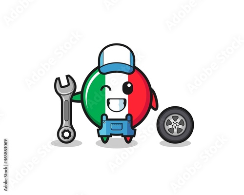 the italy flag character as a mechanic mascot