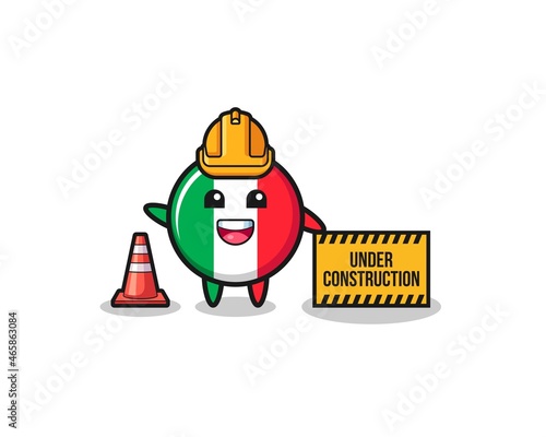 illustration of italy flag with under construction banner