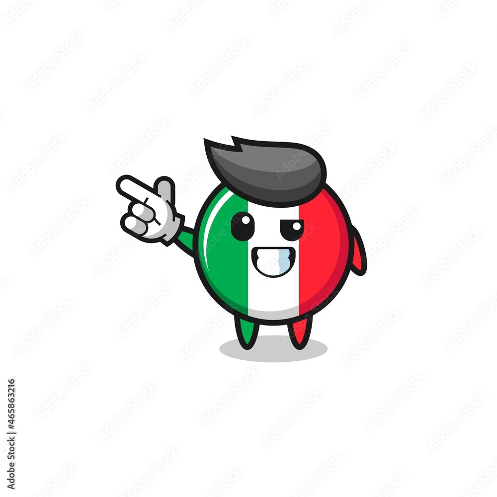italy flag mascot pointing top left