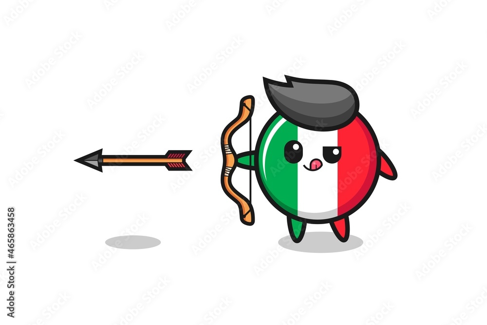 illustration of italy flag character doing archery illustration of italy flag character doing archery