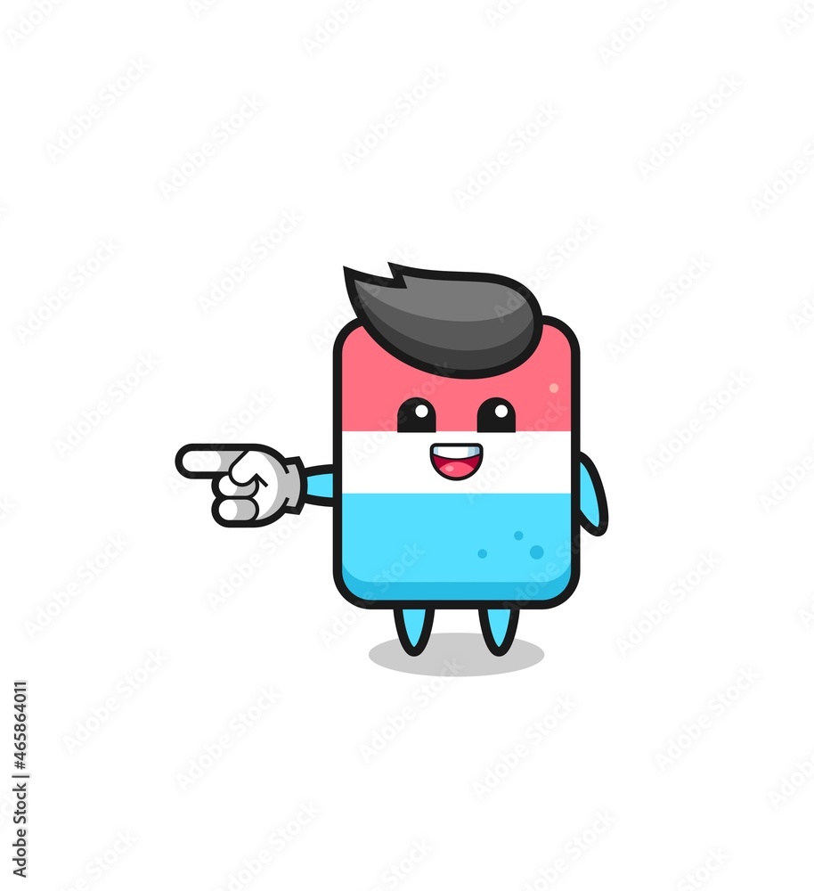 eraser cartoon with pointing left gesture eraser cartoon with pointing left gesture