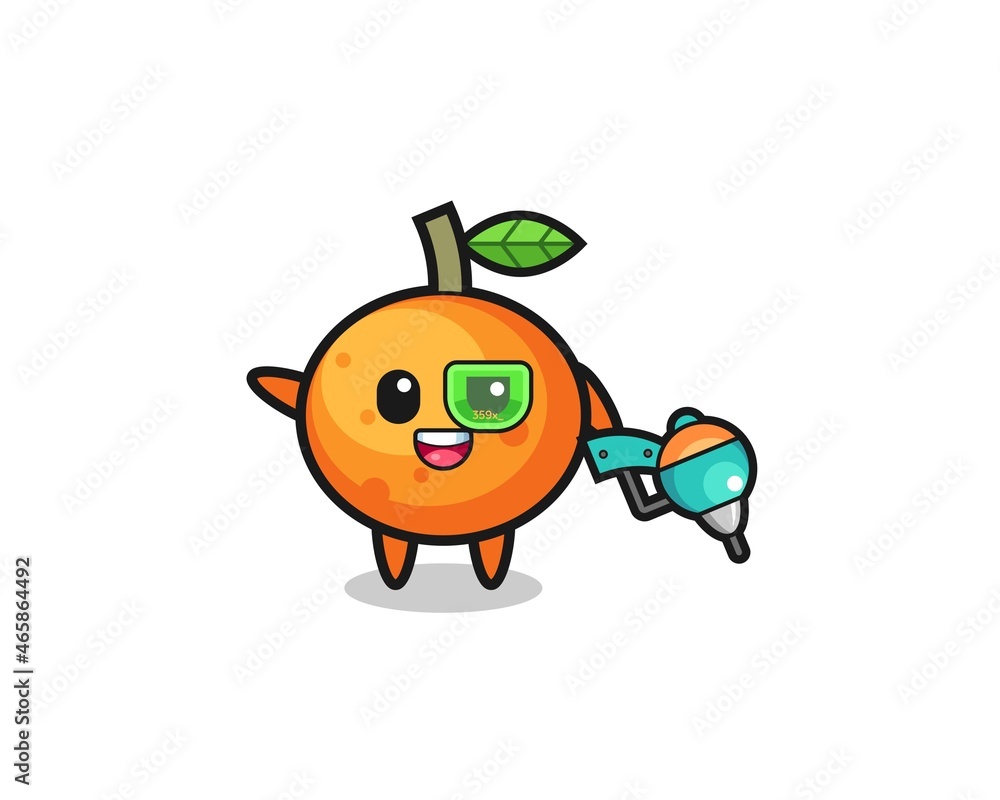 Obraz premium mandarin orange cartoon as future warrior mascot