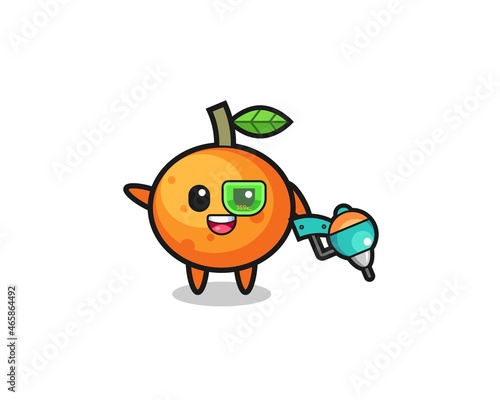 mandarin orange cartoon as future warrior mascot