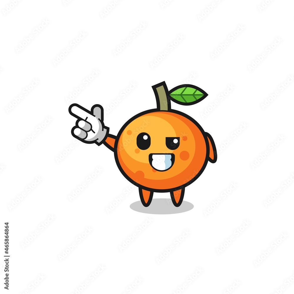 mandarin orange mascot pointing top left mandarin orange mascot pointing top left
