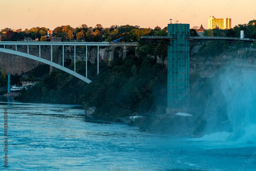 Rainbow Bridge from Niagara Falls, ON to Niagara Falls, NY - View of Niagara Falls from the Ontario, Canada Side