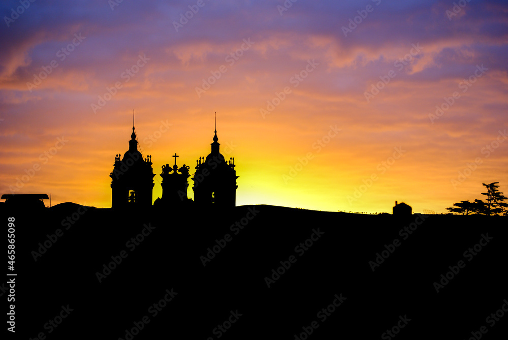 Silhouette of Alcobaça Monastery at Sunrise