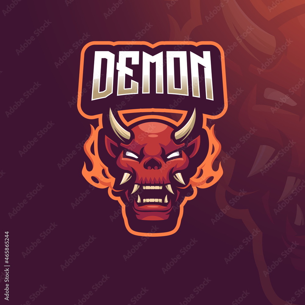 Demon mascot logo design vector with modern illustration concept style for badge, emblem and t shirt printing. Angry demon illustration for sport, gaming, team