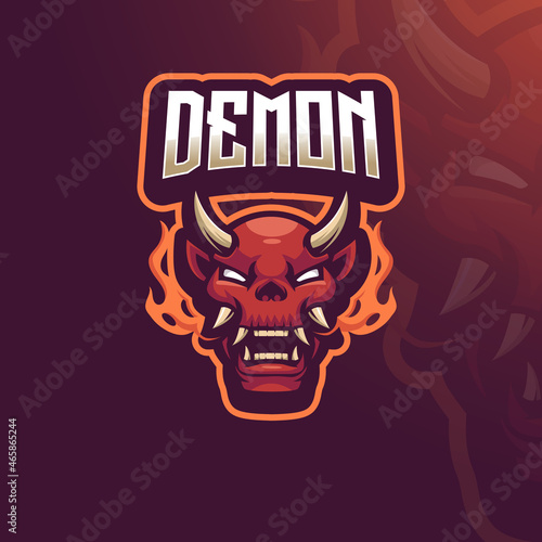 Demon mascot logo design vector with modern illustration concept style for badge, emblem and t shirt printing. Angry demon illustration for sport, gaming, team