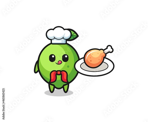 Fototapeta Naklejka Na Ścianę i Meble -  lime fried chicken chef cartoon character