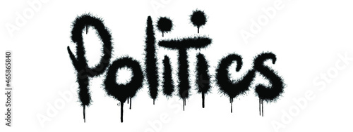 Politics lettering with drips. Art for poster, logo, print, etc. Vector. Graffiti.