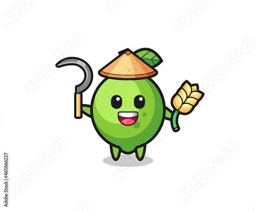 lime Asian farmer holding paddy