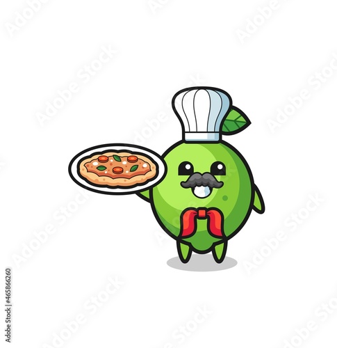 lime character as Italian chef mascot