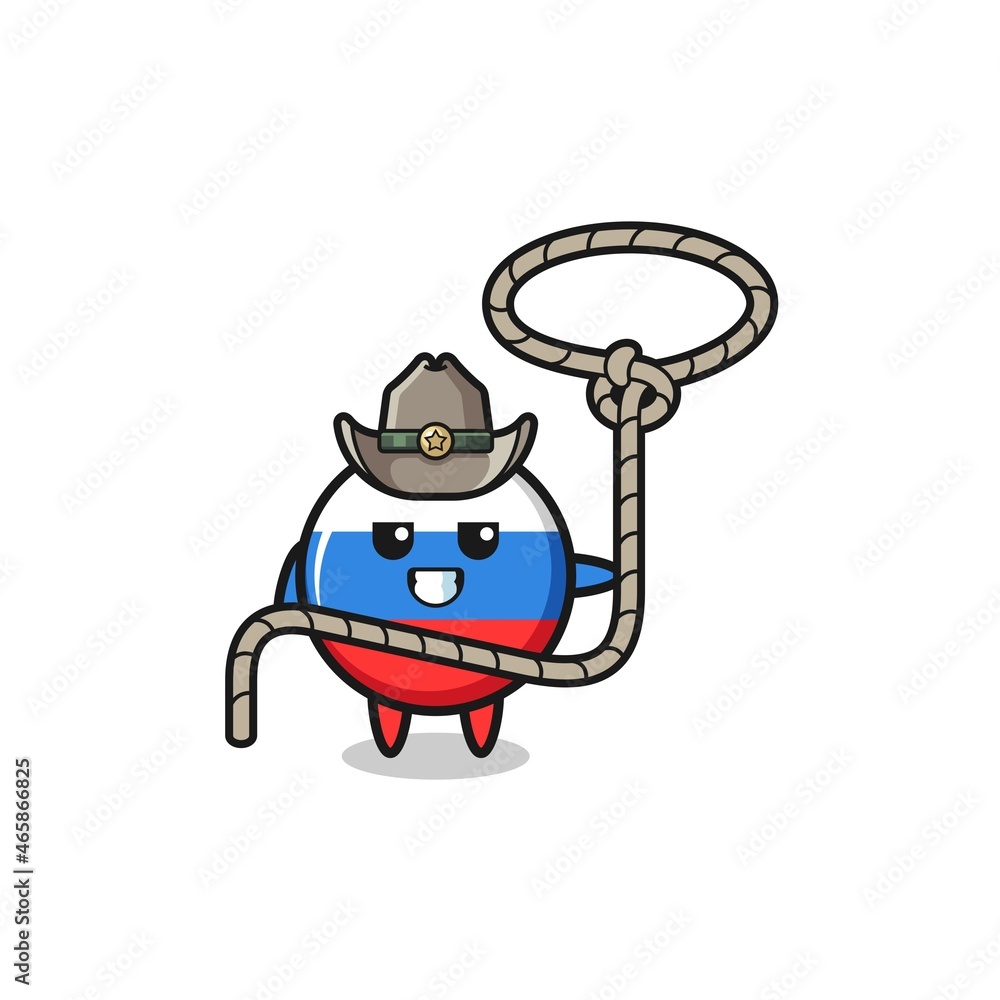 the russia flag cowboy with lasso rope