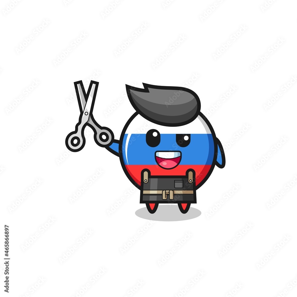 Obraz premium russia flag character as barbershop mascot