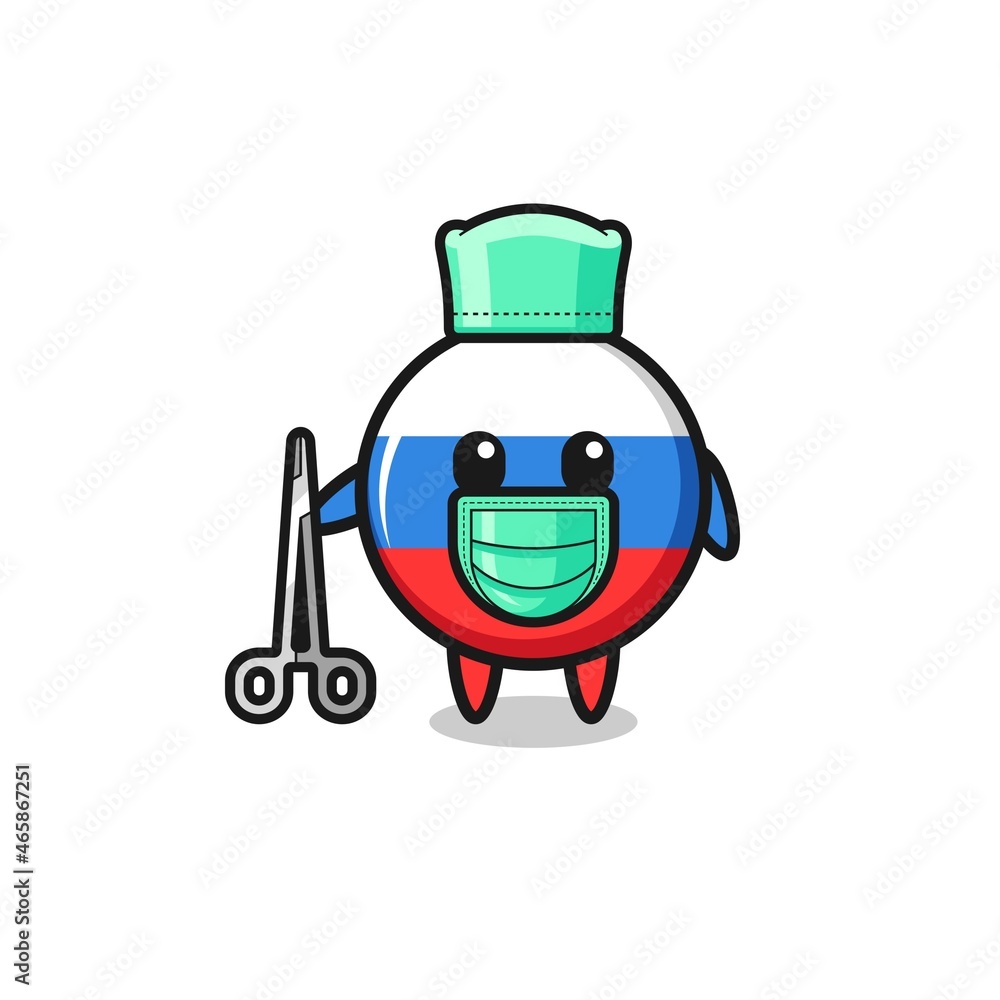 surgeon russia flag mascot character surgeon russia flag mascot character