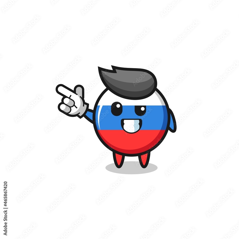 russia flag mascot pointing top left