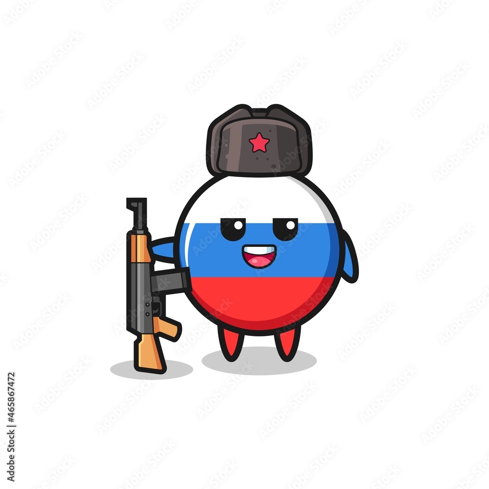 Fototapeta premium cute russia flag cartoon as Russian army