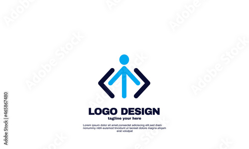 stock abstract progress man logo vector consisting arrow rectangle growing