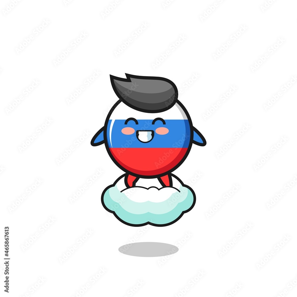cute russia flag illustration riding a floating cloud